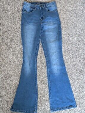 YMI Medium Blue Flare Jeans - High Rise Wide Leg